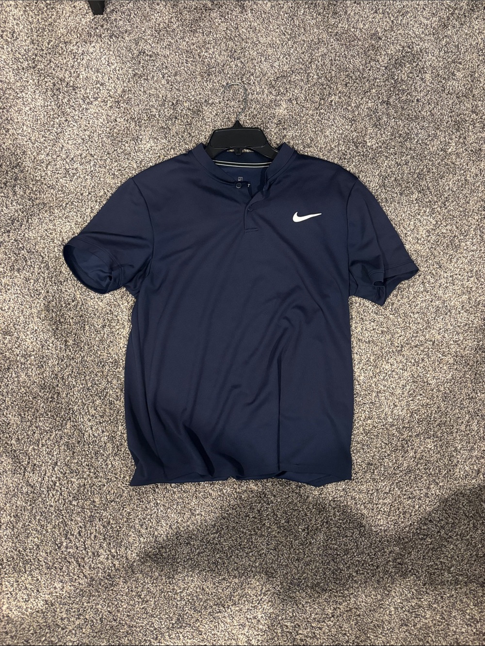 Nike Men's Navy Short-Sleeve Polo with White Swoosh